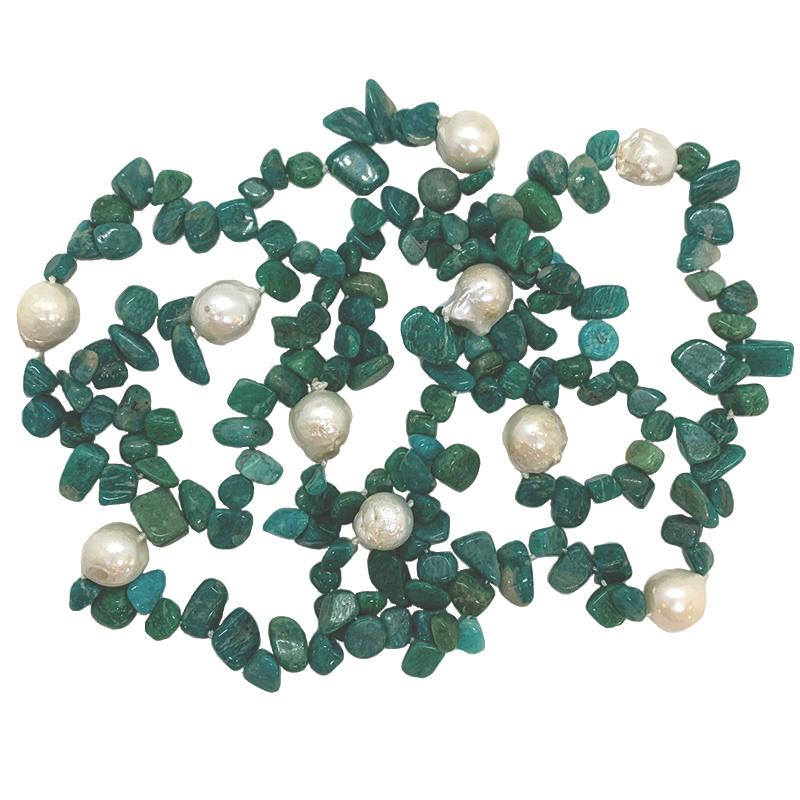 TURQUOISE & WILD PEARL NECKLACE