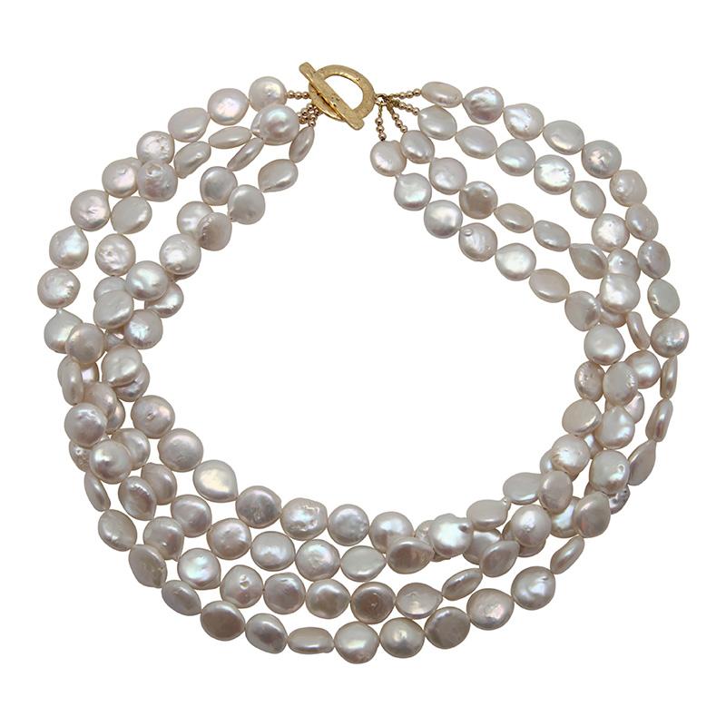 4-STRAND COIN PEARL NECKLACE 