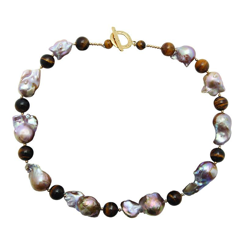 WILD PEARL & TIGER EYE NECKLACE