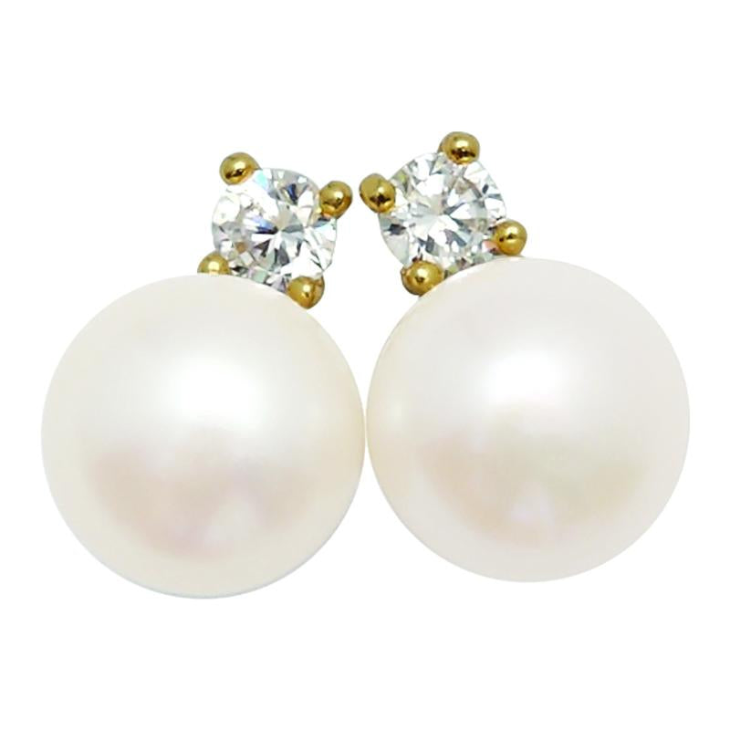 COCO EARRING 11MM (WHITE ON GOLD)
