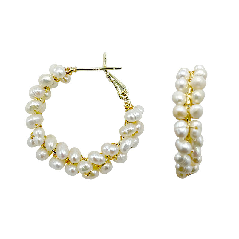 331-01-G | DOUBLE PEARL HOOPS ON GOLD